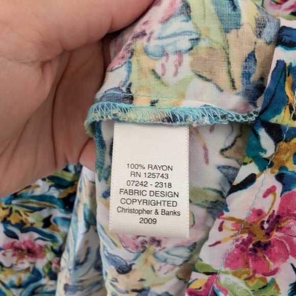 Vintage Christopher & Banks Floral Midi Skirt Buttons 90s Y2K 14P - Picture 8 of 8